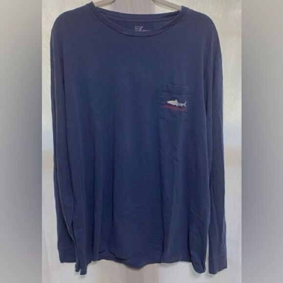 Vineyard Vines Mens Tarpon Fish Graphic Long Sleeve T-Shirt Navy Size XXL - Picture 1 of 4